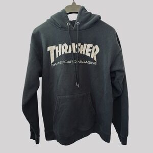 Thrasher Hoodie Mens Small Black Skateboard Magazine‎ Logo Graphic Sweater Adult